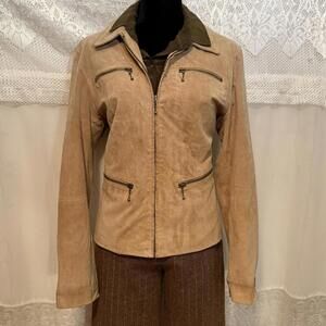 Vintage 90s Genuine Suede B.U.M. Equipment Camel Color Zippered Jacket size M/L